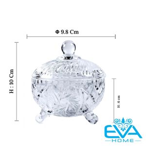 Thố Mứt Thuỷ Tinh Pha Lê 3 Chân Hoạ Tiết Hoa Văn Swan Phong Cách Royal Sang Trọng / Thố Mứt Tết TG2804 M750