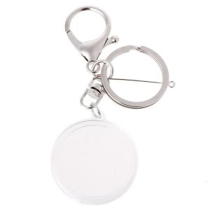 Viên nang miếng giữ acrylic với Vòng đệm cho móc khóa hợp kim Keyring 30mm 27mm