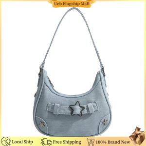 [Ueb Flagship Mall] Star Rivet Buckle Shoulder Bag Solid Color Crescent Hobo Bag Small Travel Sling Bag for Women Ladies Work Travel Commuting