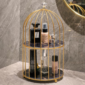 🔰 Bathroom Luxury Cosmetics Shelf Storage Rack Space Saving Modern Cosmetic Item Organizer Open Concept Bird Cage