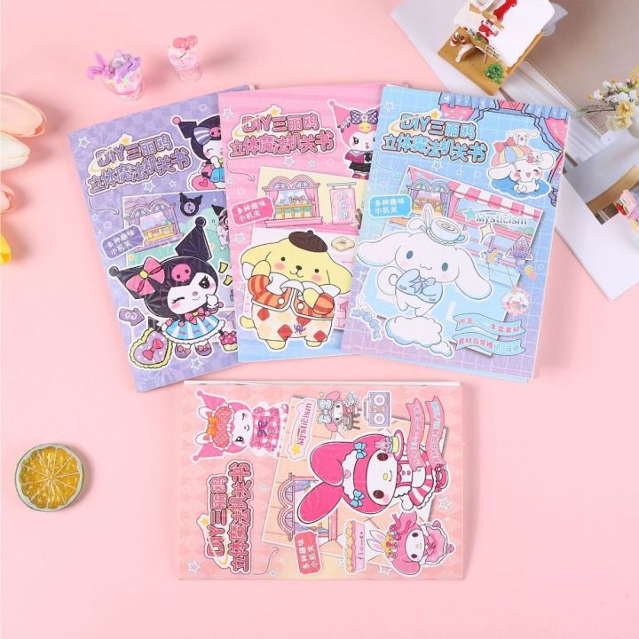 D5JKY Cinnamoroll Kuromi Quiet Book Toys Pompom Purin Anime Activity ...