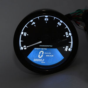 E&M Motorcycle Digital Odometer Speedometer Tachometer 12000Rmp 1/2/4 Cylinder 12V Universal Meter Gauge LCD Indicator