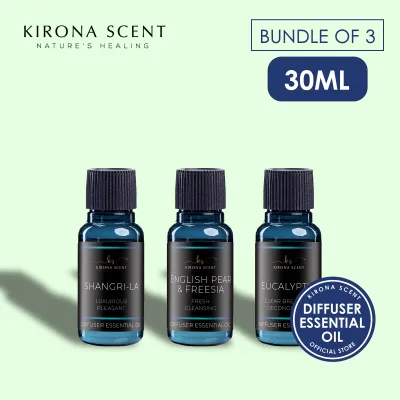 [KIRONA SCENT] 30ML Diffuser Essential Oil | Bundle of 3 | Aromatherapy Water Soluble Essential Oil | Made with Botanical Extracts | Chemical Free | For use with Aroma Diffusers Air Revitalizers Air Purifiers Humidifiers | 60+ Scents