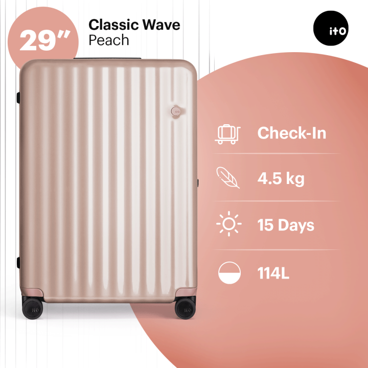 Ito Classic Wave Inch Cm Hard Shell Check In Travel Luggage With Tsa Approved Lock