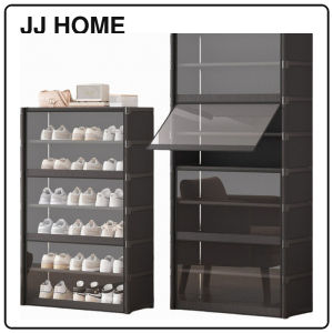 【JJ HOME】Flip Dustproof Shoe Cabinet with Clear Door / 30cm Deep Large Shoe Rack Organizer