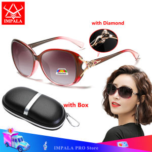 IMPALA PG102L Phụ Nữ Kim Cương sang trọng Kính mát ống kính phân cực thật 100% chống tia cực tím chống chói Chất lượng cao tròng kính tac với hộp