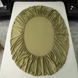 1pc Eucalyptus Lyocell Bamboo Fitted Sheet Olive Green Summer Cool Feeling Mattress Cover 120*200+30cm Full Queen Bed Use