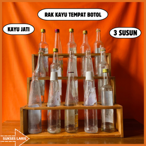 RAK KAYU TEMPAT BOTOL 3 SUSUN