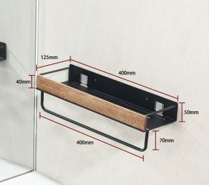 Sincecu Bathroom Storage Rack Wooden Shampoo Shelves Hanger Cosmetic Organizer Shower Shelf Wall-mounted Nordic Solid Wood Walnut Holder Light Luxury