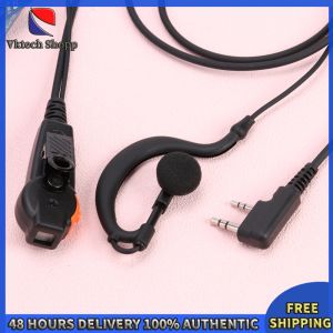 Vktech 2 Pin PU Wired Walkie Talkie Headset Earphones Dual PTT for Kenwood Baofeng