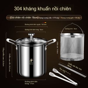 Nồi Chiên Ngập Dầu Mini Nồi Chiên Ngập Dầu Có Lưới Lọc Tiết Kiệm Dầu Chống Dính Dùng Cho Các Loại Bếp