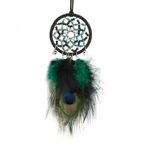 Decorative Dreamcatchers with Peacocks Feathered Handwoven Beaded Star Wall Hanging Ornament for Spiritual Home Accent