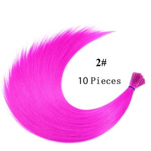 AN249 Colorful Women No Clips Stands of Hairpieces Hair Accessories I-tip Hairpiece Synthetic Hair Fake Hair Pieces Hair Extensions