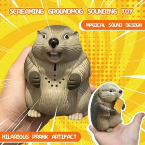 PURETEN Sound Feature Screaming Groundhog Toy Abstract Design Funny Shape Desktop Decor Ornaments Novelty Desktop Size Abstract Sounding Toy Party Prank