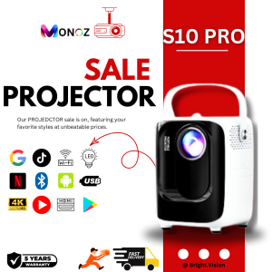 [NEW] MONOZ S10 PRO Smart Projector For Phone 6000 Lumen Support Android Wifi Projector with Stand