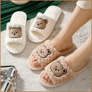 Home Shoes Cartoon Bear Slippers Material Wearable and Durable Wooden Floor Fluffy Soft