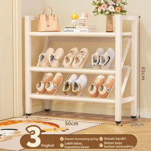 Rak Sepatu Besi Kuat Tebal Rak Sepatu Panjang Rak Sepatu Sandal Stainless Steel Portable Anti Karat