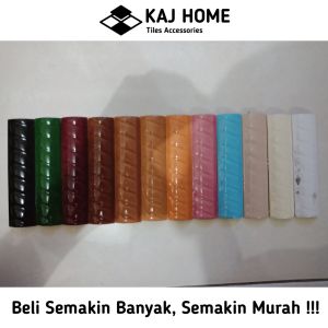 Lis Keramik Kuku Macan Polos/ Ulir Marble Brown & Gold/ Sliver 10 cm Import