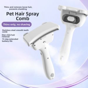 OUTOPEN Multi-functional Pet Hair Remover Brush Detachable USB Rechargeable Pet Massage Comb Steam Brush Long-lasting Battery Life Pet Cleaning Comb Cat Grooming