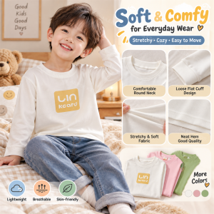 AILEBE Kids Tops Long Sleeve Base Layer Tshirt Spandex Stretchable Soft Comfortable Loose Flat Cuff Neat Hem Cartoon Print Pambahay Pantulog OOTD Layering For Boys Girls