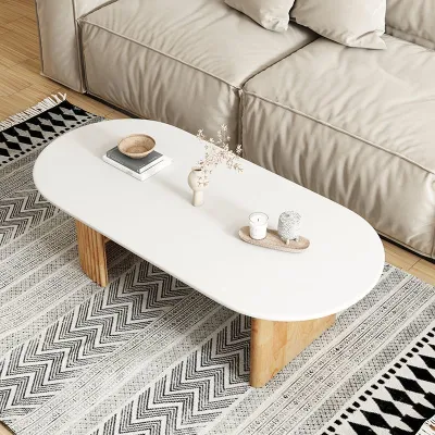 Wabi Sabi style double-layer solid wood coffee table small living room household tea table designers creative low table tea table