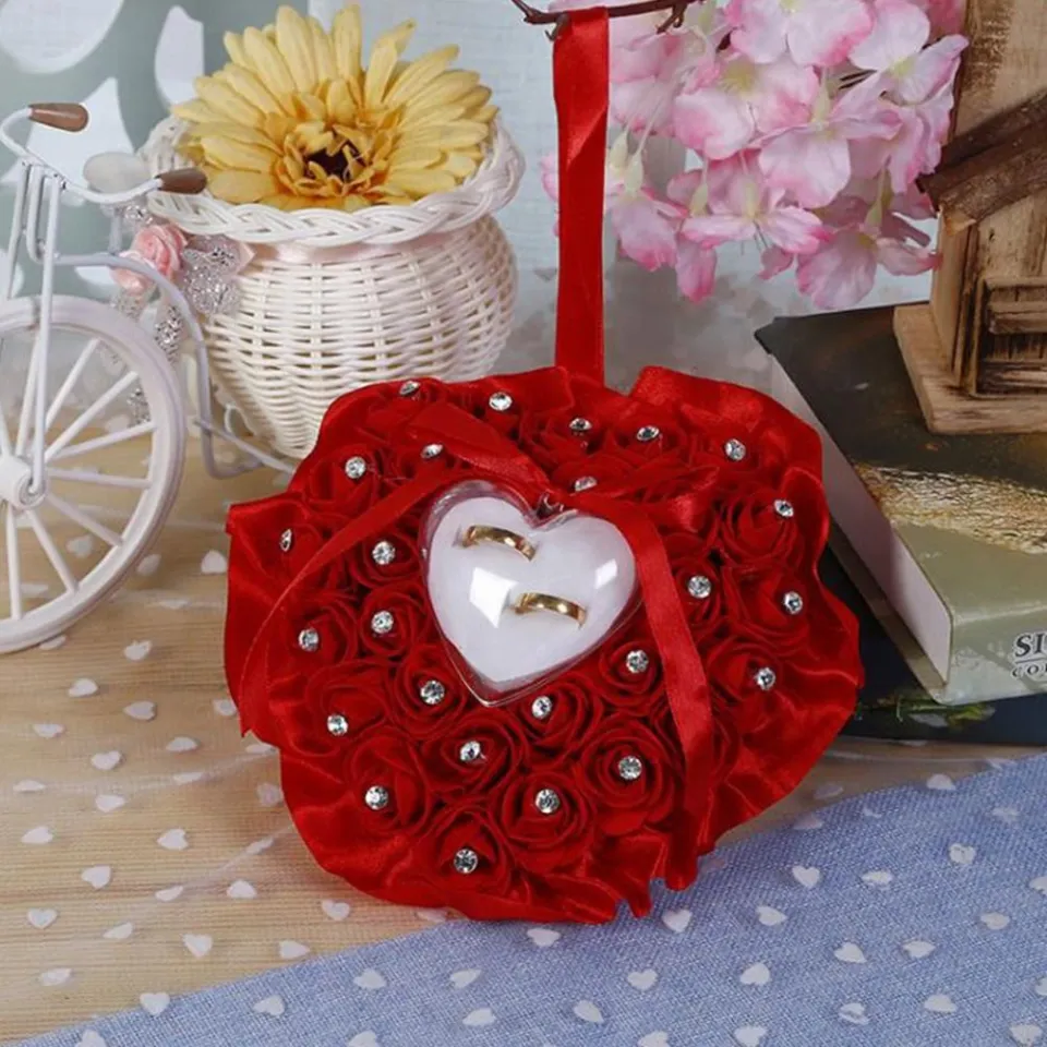 XIHONEY Ring Bearer Pillow Wedding Romantic Rings Holder Jewelry