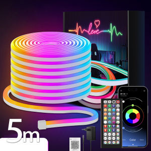 ไฟ LED Strip Neon RGB พร้อมแอปและรีโมท โหมดซิงค์เพลงกันน้ำ 30 เมตร สำหรับตกแต่งห้องนอน กลางแจ้ง
