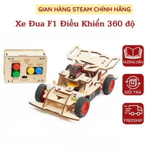 Xe Oto Đua F1 Bốn Bánh Bằng Gỗ Tự Làm Điều Khiển 360 Độ Từ Xa Đồ Chơi Khoa Học Stem