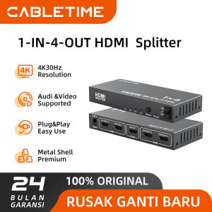 CABLETIME HDMI Splitter (1 in 4 Out) Full HD 3D 4K