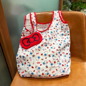 CAN COOK Túi xách Nylon Túi mua sắm gấp được Hoạt hình Mèo Kitty Túi thân thiện với môi trường Thời trang Thân thiện với môi trường Túi đựng nơ Mua sắm