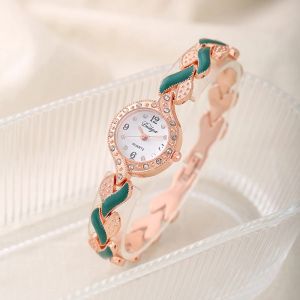 Jam Tangan Desainer Untuk Wanita Penjualan Laris Modis Gelang Daun Kuarsa Stainless Steel