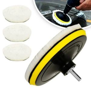 Phớt lông cừu đánh bóng ô tô xe hơi 5 món gồm 1 đế + 3 phớt 10cm và 1 bulong dùng cho máy khoan gia đình