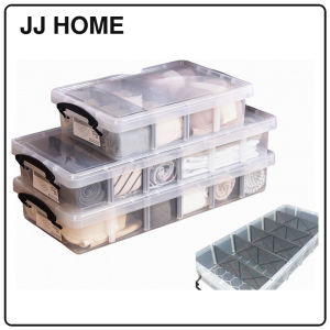 【JJ HOME】Transparent Compartment Storage Box With Lid/Underbed Large Capacity Organizer with wheels