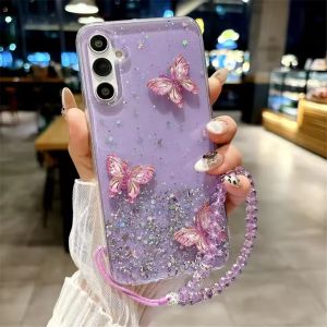 Phone Case For Samsung A56 A36 A26 A16 A05S A15 A25 A24 A25 A54 A14 A04S With Strap For Girls