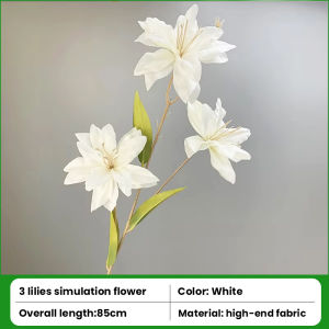 One Head Lily Artificial Lily Artificial Flower With Leaves Flower Gift For Home/Office/Garden Decor