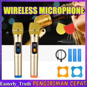 Ready Bisa COD Microphone 2PCS Wireless Microphone Mic Double Batrei dapat di UHP Digital Mikropon