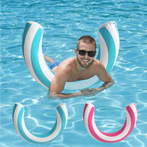 GUDAN U-Shaped Inflatable Swimming Ring Arch Shape Striped Swimming Pool Float Essential Portable Swimming Ring Arch Summer Beach