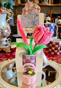 Gifts set Pink and White 3d sublimation mug with crystals with card gift box handmade flowers for graduation/birthday/anniversary/wedding celebration gift