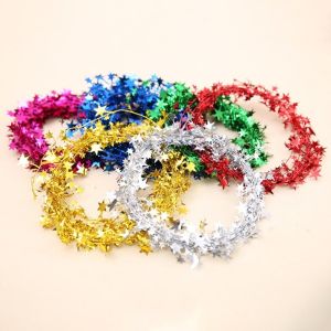 MUNCHX Ngôi sao năm cánh Dây trang trí hình ngôi sao bằng tuyến Hoàn thiện lấp lánh 75 mét Đồ trang trí hình ngôi sao Giáng sinh. Sáng bóng Vật liệu thủ công DIY Streamer Ngôi Sao Sắt Tiệc Giáng sinh