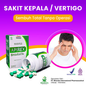 Apirex Bharata Obat Vertigo Menurunkan Darah Tinggi Hipertensi Kolesterol 100% Asli BPOM 50 Kapsul