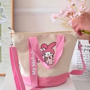 2024Sanrioed Anime Hello Kuromi My Melody Pochacco Hangyodon Slanting Backpack Cute Tote Bag Cartoon Handbag Gift For Friend