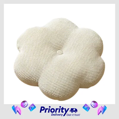 Solid Color Flower Cushion Thickened Rice Grain Plush Seat Pad PP Cotton Chair Cushion for Balcony Bay Window Office Sofa Living Room Decoration Pad Pillow