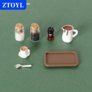 [COD] ZTOYL 7ชิ้นโมเดลเดสก์ทอปฉากจำลองชิ้นส่วนไมโครแฮนด์เมดขนาดเล็กบ้านตุ๊กตาถ้วยกาแฟจำลองอุปกรณ์ตกแต่งถาด