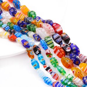 Mixed Colors Beetle Charm Flower Patterns Millefiori Glass Lampwork Loose Crafts Beads for Necklace Bracelet Earring Making DIY Jewelry Making Findings