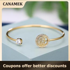 【 CANAMEK 】 Zircon Bracelet Tree Adjustable Bracelets For Women Fashion Wedding Bangle Jewelry Gift
