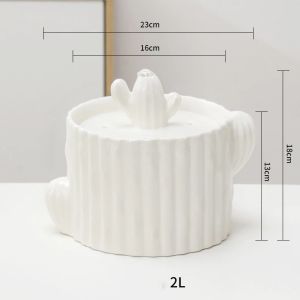 Ceramic Drinking Fountain for Cats and Dogs Circulating Filtered 2L Large Capacity Flowing Water Automatic Replenishment 2L Cat Drinking Fountain Ceramic Dog and Cat Pet