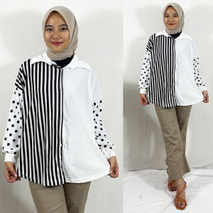 CARLINA Kemeja Wanita RENATA BLOUSE ATASAN POLKADOT SALUR