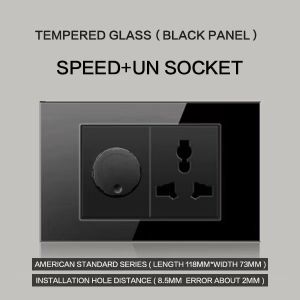 LEJIA Ổ Cắm Ổ Cắm Cho Công Tắc Đèn Tường Ổ Cắm Hiện Đại Thông Dụng 15Amp Màu Đen Bảng Kính Cường Lực Bảng Điện 1 2 3 4 Gang 2 Chiều Công Tắc Tắt/Bật Đèn Ổ Cắm Điện Ổ Cắm 3/6 Chân Có USB 250V Mờ/Công Tắc Chuông Cửa