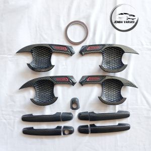 Paket Outer Cover Door Handle Pegangan Pintu Mobil Innova Lama 2004 - 2015 Glossy Carbon