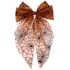 DORADO Spider Web Halloween Hair Clips Embroidery Bowknot Lace Tulle Cosplay Hairpins Decorative Gothic Hair Accessories Mesh Bow Hair Clips Women Girls